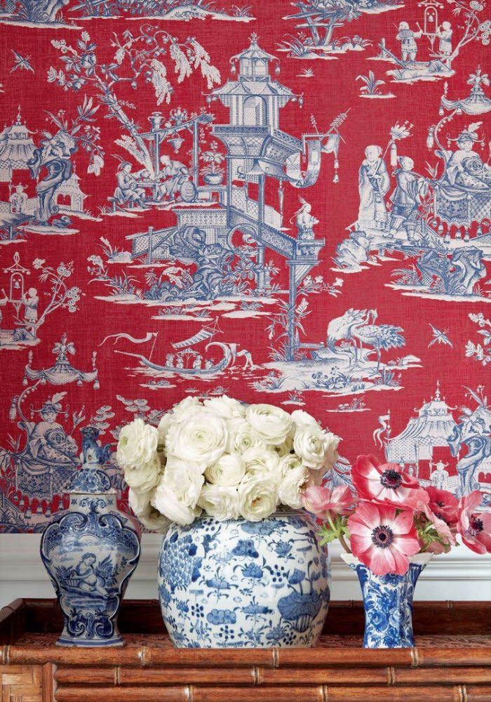 Thibaut Cheng Toile Fabric in Robin's Egg
